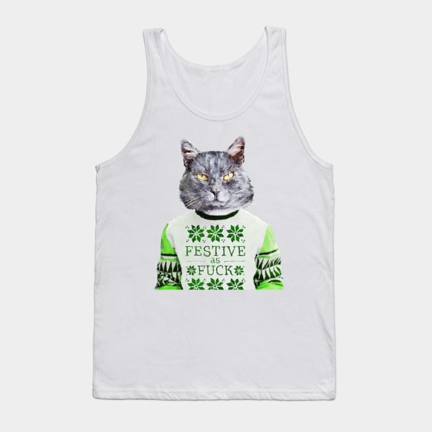 Cat in ugly sweater Tank Top by DarkMaskedCats